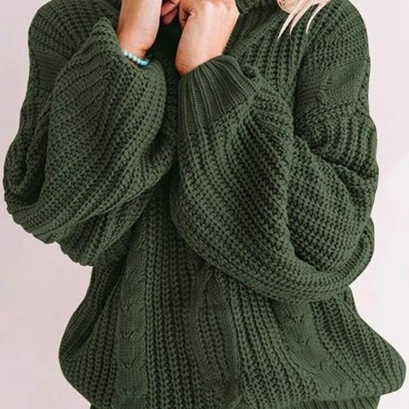 Long Sleeve Turtleneck Chunky Knit Loose Oversized Sweater For Women Medium